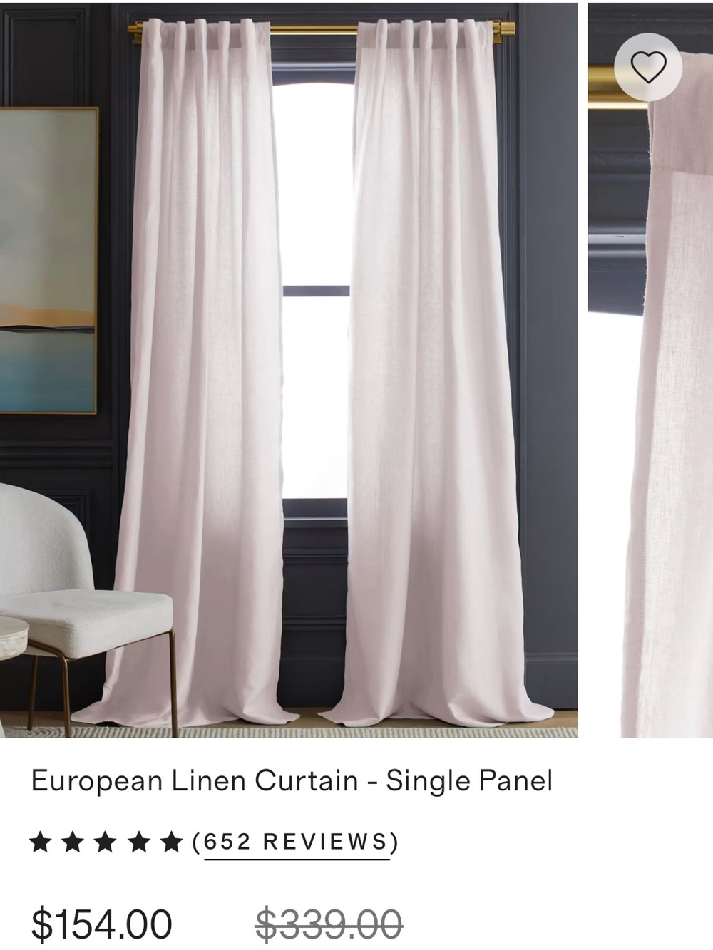 Quince vintage blush linen curtains